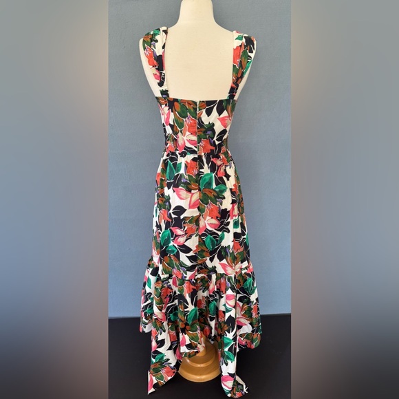 MISA Los Angeles Floral Dress Esperanza Asymmetrical Hem Ruched Bust Midi small - Picture 9 of 16